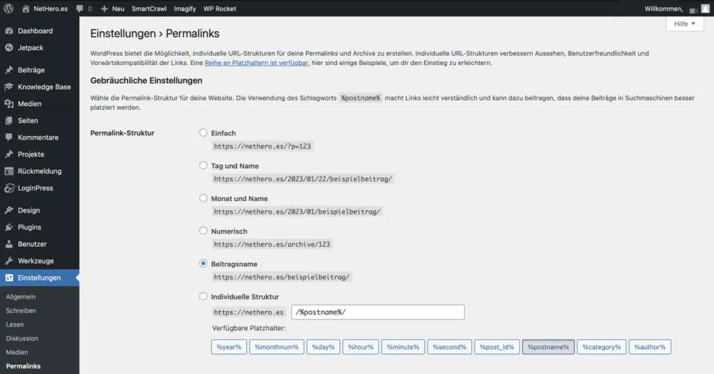 WordPress Permalinks wpadmin